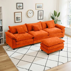 EHMKNP 112" L-Shaped Modular Sectional Sofa – Comfy Cloud Couch with Movable Ottoman, Deep Seat Cushions for Living Room - 1 of 4