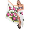 LA LEELA Women's Beach Bikini Swimwear Cover up Wrap Skirt Bathing suit Summer Wraps Sarong Swimsuits for Women One Size White, Floral - 4 of 4