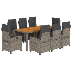 vidaXL Patio Dining Set with Cushions Outdoor Garden Furniture Poly Rattan - 74.8" Table Length Gray 8 Pieces - 1 of 4