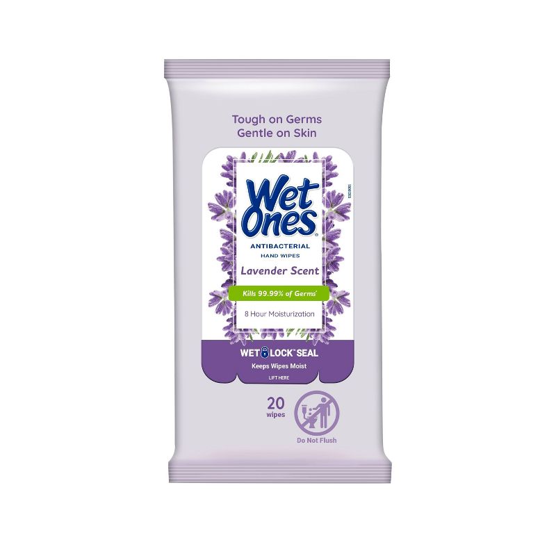 Wet Ones Antibacterial Hand Wipes Lavender - 20ct, 1 of 8