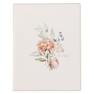 KJV Note-Taking Bible LP Faux Leather Hc White Floral - (Leather Bound) - 1 of 1