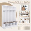 3-in-1 Hall Tree Mudroom Coat&Shoe Rack Entryway Bench with Hooks & Open Compartments - ModernLuxe - 4 of 4