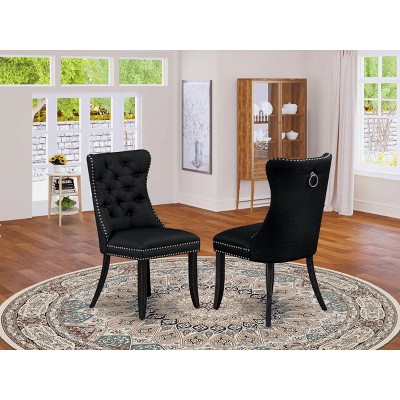 East West Furniture DAP2F23 Dallas Parson Kitchen Chairs - Button Tufted Nailhead Trim Beige Red faux Leather  Dining Chairs, Set of 2, linen white