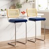 AZL1 Life Concept Dining Sets Set of 2 Upholstered Velvet Barstools with Rattan Back Stools Armless Bar for Kitchen Island, Blue, 18.9"*17.7"*42.5" - 4 of 4