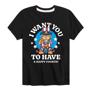Boys' - Garfield - Want You To Have A Happy Fourth Short Sleeve Graphic T-Shirt - 1 of 4