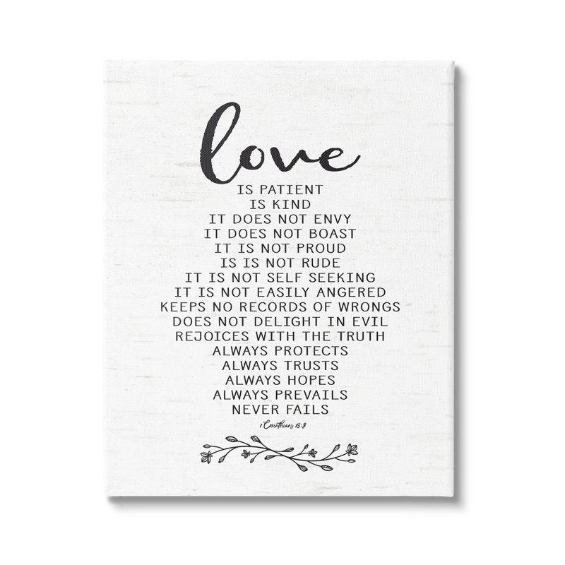 Stupell Industries Love is.. Uplifting Heartfelt Quote Spiritual Scripture Canvas Wall Art, 1 of 6