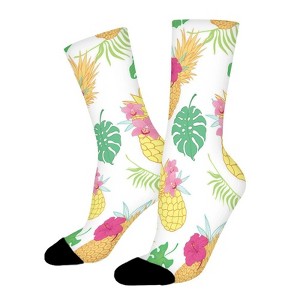 Summer Pineapple Women Printed Crew Socks Funny Funky Socks Soft Polyester Novelty Gifts for Artists Men - 1 of 1