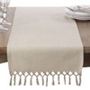 Saro Lifestyle Cotton Runner With Knotted Tassel Design, 16"x90", Beige - 2 of 3