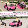 12V Ride On Car for Kids, Battery Powered Sports Car Toy for Boys & Girls, with USB, Music, Remote Control, Headlight - 3 of 4