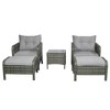 Resenkos 5 Pieces Rattan Wicker Lounge Chair Outdoor Patio Conversation Set, Outdoor Sectional Furniture, PE Rattan, Beige - 2 of 4