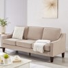 74" Velvet 3-Seater Sofa with Scooped Armrest, Wood Legs, and Removable Cushions - 3 of 4