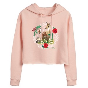 Women's - Disney - Christmas - Family In The Forest Cropped Graphic Hoodie - 1 of 3