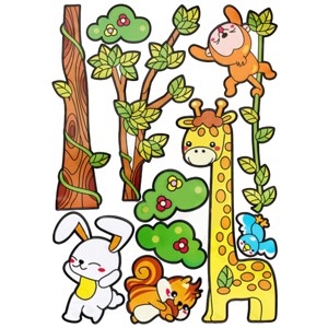 Slickblue Giraffe Friends Wall Decals 19.5"x27.0" – Playful Vinyl Stickers for Children's Room Walls - 1 of 3