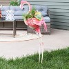 Sunnydaze Metal Pink Flamingo Outdoor Garden Statue with Flowerpot - 36" - image 2 of 4