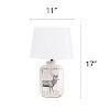 Creekwood Home 17.8" Vintage Farmhouse Country Deer Print Accent Table Lamp White Wash - 3 of 4