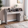 24/7 Shop At Home 49" Peacemeld Contemporary 3 Drawer Makeup Vanity Table with Glass Top Coastal White: Bedroom Vanity with Ample Storage - 2 of 4