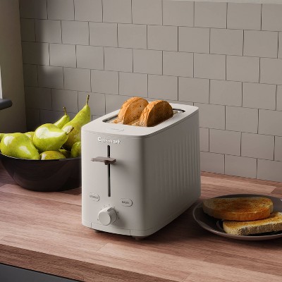 Cream Stainless Steel 2-Slice Toaster with Wide Slot
