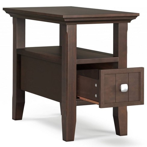 WyndenHall Normandy Narrow Side Table with Drawer Brunette Brown: Storage Shelf, Lacquered Pine Frame - image 1 of 4