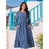 Seta T Women's Swiss Dot Long Sleeve Square Neck A-Line Tiered Boho Long Dress with Pockets - 2 of 4