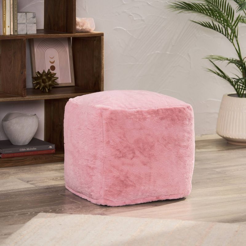 Cube Silkie Modern Glam Faux Fur Pouf - Christopher Knight Home, 3 of 9