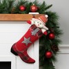 Northlight 18.5" Country Rustic Red and Black Plaid Cowboy Boot Christmas Stocking - 2 of 4