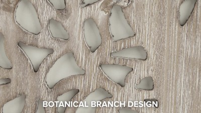 Natural Fir Wood Botanical Laser Cut Wall Panel Decor, 12x36