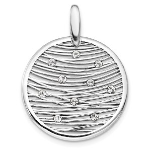 Black Bow Jewelry Sterling Silver and Crystal Round Web Design Pendant, 22 x 29mm - 1 of 4
