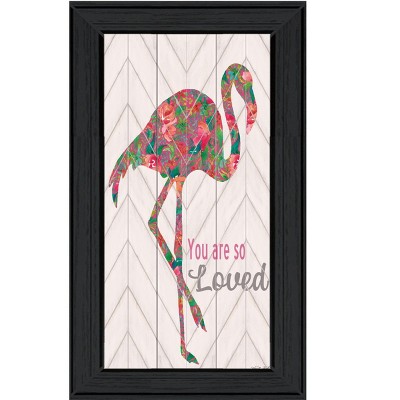 HomeRoots You are so loved Flamingo Black Framed Print Wall Art