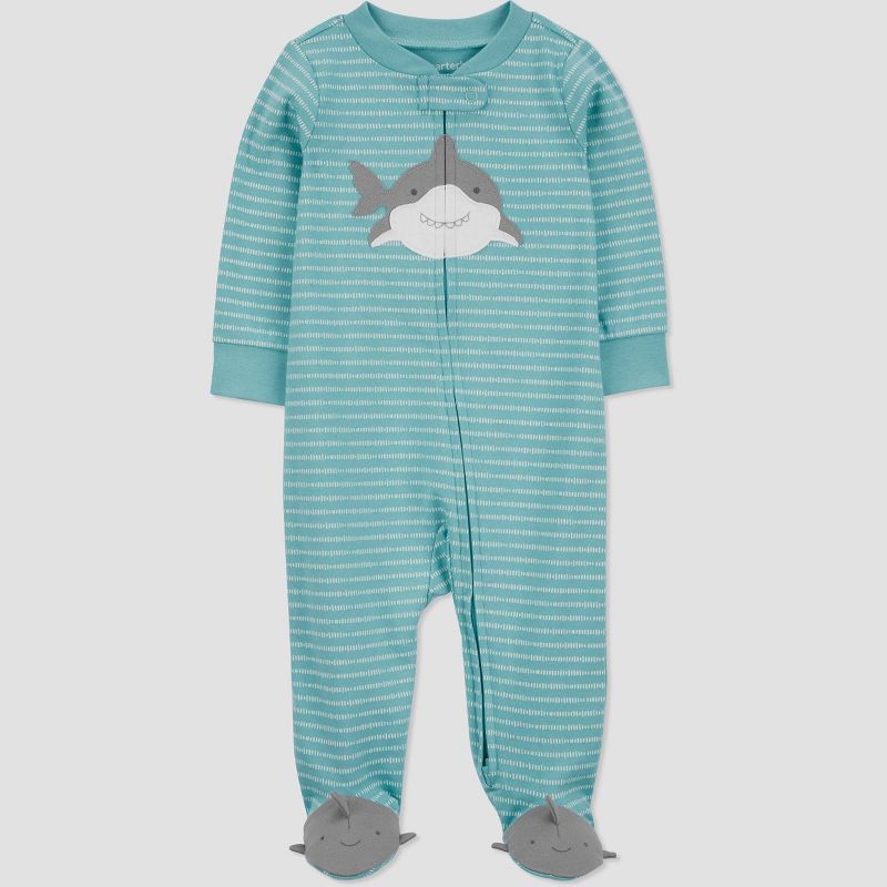 Carter&#39;s Just One You&#174;️ Baby Boys&#39; Striped Shark Sleep N&#39; Play - Blue, 1 of 7