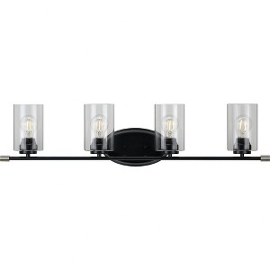 Progress Lighting Riley Collection 4-Light Bath Vanity in Matte Black with Clear Glass Shades - 1 of 2