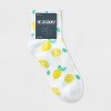 Women's Lemons Ribbed Ankle Socks - White/Yellow 4-10: Lightweight, Recycled Polyester, Machine Washable, Banded Cuff - 2 of 3