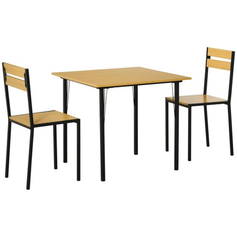 HOMCOM Industrial 3-Piece Dining Table and 2 Chair Set for Small Space in  the Dining Room or Kitchen