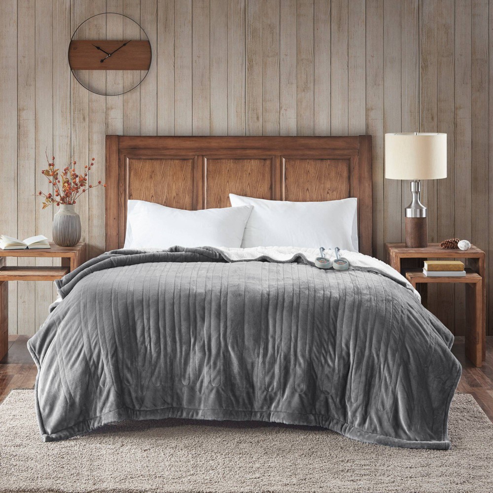 Photos - Duvet Berber Woolrich Full Electric Heated Plush to  Bed Blanket Gray: Lightweigh 