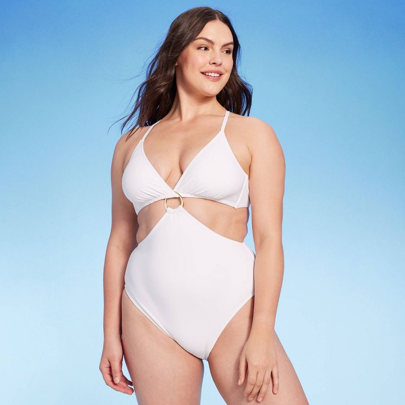 Women's Ring-Front Monokini One Piece Swimsuit - Shade & Shore™ White, 5 of 7