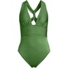Lands' End Women's Shine Ribbed Twist Back High Leg One Piece Swimsuit - 3 of 4