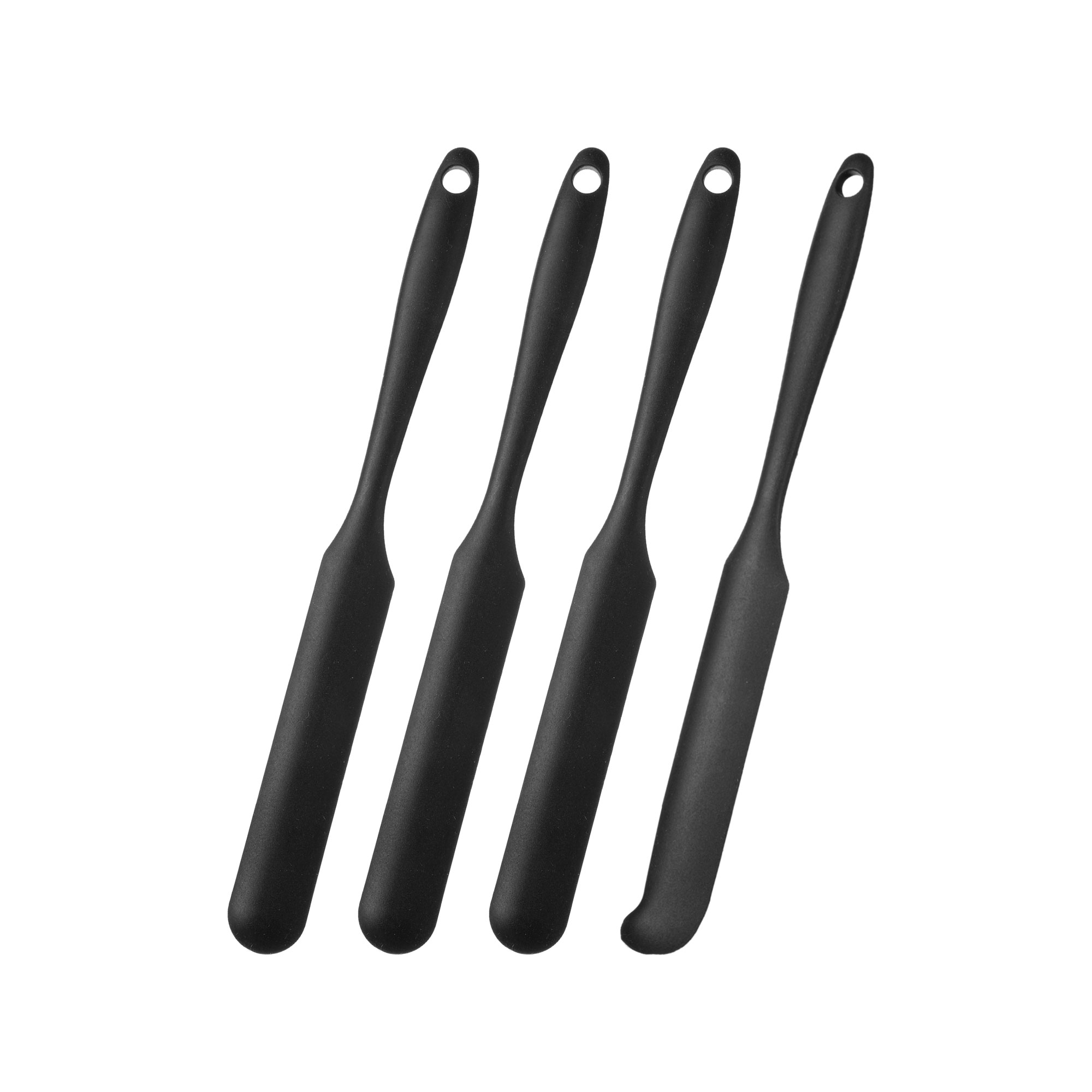 Unique Bargains Silicone Heat Resistant Non-Stick Long Handle Food Spatula for Jars 4 Pcs Black