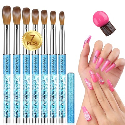 Saviland Kolinsky 7-Pc Sculpt Set: 4-16 Size Brushes w/ Light Refractive Handles - Artist's Acrylic & 3D Essentials.