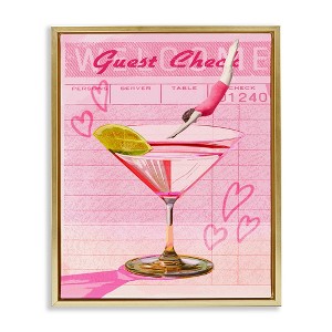 Stupell Industries Diver into Cocktail Guest Check Black Framed Floater Canvas Wall Art - 1 of 4