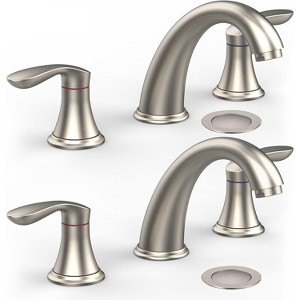 Coucheta 8" Widespread Bathroom Faucets - 3-Hole Design with Pop-Up Drain & cUPC Hoses in Multiple Finishes, Single & 2-Pack Options - 1 of 4