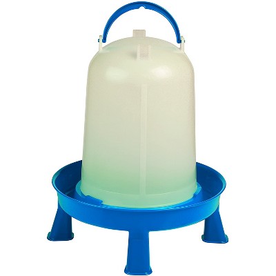 Little Giant 2.5 Gallon Poultry Chicken or Bird Water Dispenser Container with Water Ring, Carrying Handle, and Detachable Legs, Blue
