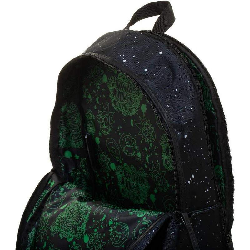 Rick and Morty Universe Portals Double Z Padded Laptop 17" Adult Backpack Black, 4 of 5