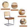 QingMoon Rattan Dining Chairs Set of 2, Leather Rattan Side Accent Chairs, Stainless Chrome Base, Modern Mid Century Designed Chairs - 4 of 4