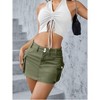 Women's Low Rise Cargo Denim Mini Skirt Summer Casual Solid Color Button Down Short Fitted Bodycon Short Skirt With Pockets - 3 of 4