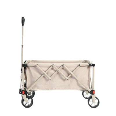 Folding Wagon Cart With All Terrain Wheels, Heavy Duty Garden Carts With Adjustable Handle,Outdoor Utility Wagon For Camping-Cuddlewood