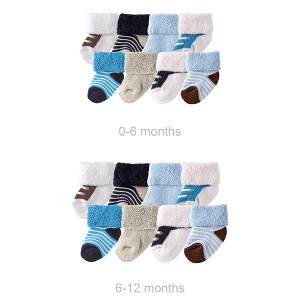 Luvable Friends Infant Boys Grow with Me Cotton Terry Socks, Blue Gray, 0-6 and 6-12 Months - 1 of 1