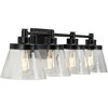 Progress Lighting, Hinton, 4-Light Bath Vanity, Matte Black, Clear Seeded Glass - 3 of 4