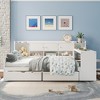 KTMBDW Twin/Full Size Daybed with 3 Storage Cabinets and 2 Drawers, Wooden L-Shape Daybed Frame with Study Desk and Built-in Bookshelf for Bedroom - 2 of 4