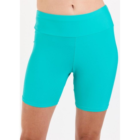 Calypsa - Women's Mid-thigh Swim Shorts - Teal - Medium : Target