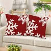 Lomsoe 2pcs Red & Snowflake Christmas Throw Pillow Covers - Farmhouse Winter Decor Cushion Cases with Zipper Closure, Holiday Decor for Sofa Bed - 2 of 4