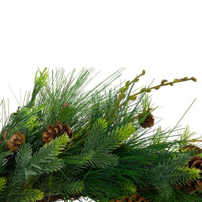 28" Green Pine Needle and Pine Cone Artificial Christmas Wreath
